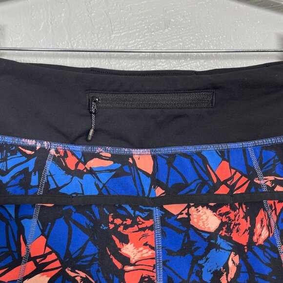 Lululemon Women 4 Paint Storm Harbor Blue Multi Black Speed Shorts Zip Pocket - Picture 7 of 9